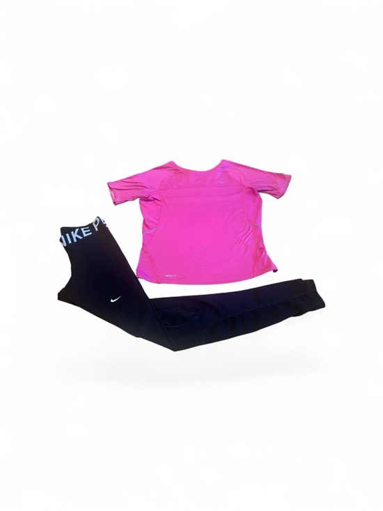 Nike Pants - Nike Hot Pink Short Sleeve Dri-FIT Top with Black Nike Pro Leggings